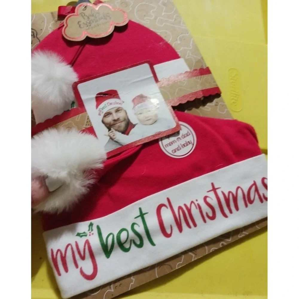 NEW Baby Essentials Matching Santa Hats - My First Christmas/Best Christmas